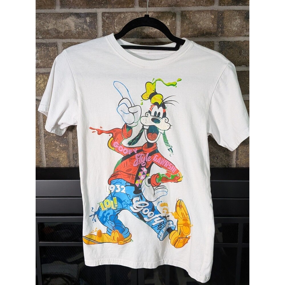 Unisex Size XS 100% Cotton Disney Goofy Shirt Short Sleeve Graphic Print Kidcore
